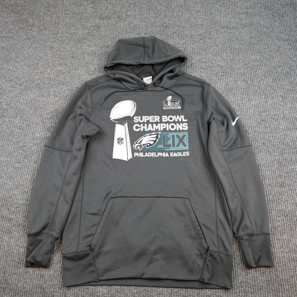 Philadelphia Eagles Sweatshirt Hoodie Mens Large Gray Nike Super Bowl LII Champs